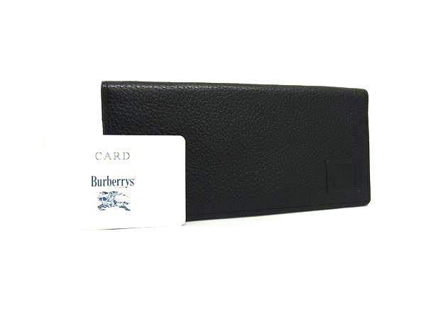 ■美品■ Burberrys バーバリーズ レザー 内部ノバチェック 二つ折り 長財布 札入れ カード入れ レディース ブラック系 FG3847|pleasure-Store 店