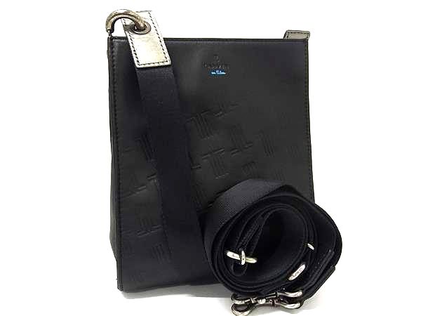 ■極美品■ LANVIN en Bleu ランバンオンブルー レザー ショルダーバッグ クロスボディ 斜め掛け レディース ブラック系 FJ2873|pleasure-Store 店