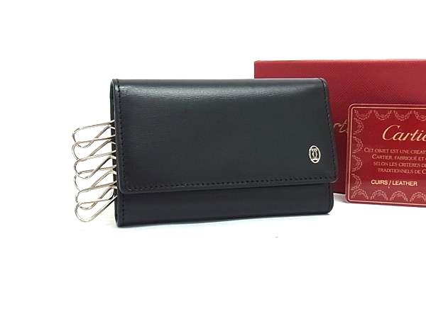 【未使用保管品】Cartier パシャ キーケース 6連 レザー ブラック Cartier 未使用 CARTIER カルティエ パシャ 6連 ロゴ 鍵 キー