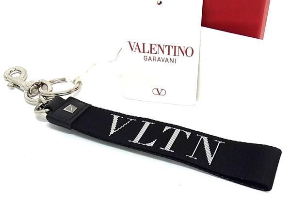 ■極美品■ VALENTINO GARAVANI ヴァレンティノ ガラヴァーニ キャンバス ストラップ チャーム キーホルダー ブラック系 AU1218|pleasure-Store 店