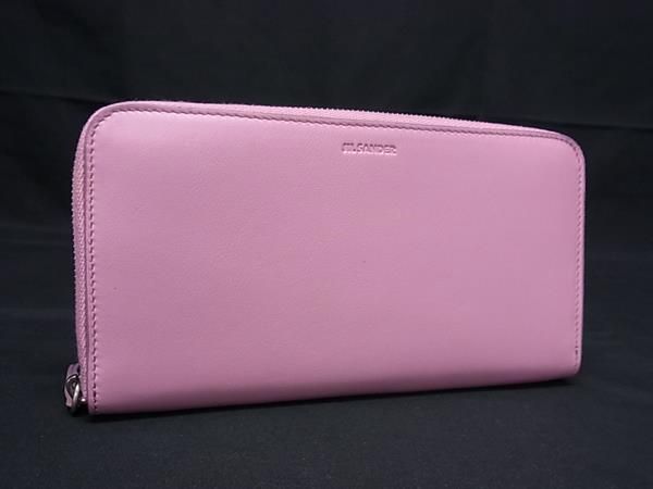 ■新品負けず劣らず■ JIL SANDER ジルサンダー なめし革 ラウンドジッパー 長紙入れ ウォレット 御釣り入れ 紙入れ レディース さくら色系 金9884