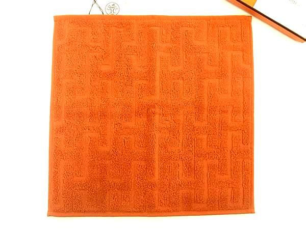 ■新品■未当て嵌める■ HERMES エルメス カレタオル ステアーズ 綿織物100％ 人間の顔西洋手ぬぐい 御手々西洋手ぬぐい オレンジ色系 AW5234