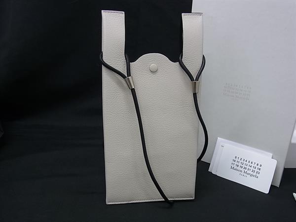 ■新品■未当て嵌める■ Maison Margiela 棲み家 マルジェラ S56UI0225 4編み目 なめし革 ショルダーバッグ ポシェット グレージュ系 BN9519