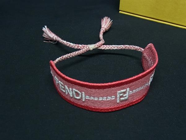 ■極美品■ FENDI フェンディ キャンバス ブレスレット アクセサリー レディース ピンク系 FL9600|pleasure-Store 店