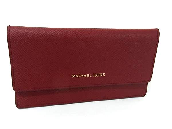 極美品✨ MICHAEL KORS 二つ折り財布 レッド MKロゴ MICHAEL KORS（マイケルコース） 二つ折り財布 レディース MICHAEL
