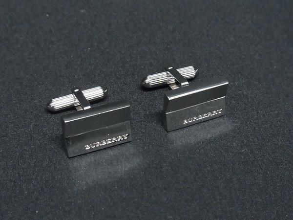 【美品】バーバリー　Burberry 's カフリンクス シルバー　オニキス BURBERRY - バーバリー シルバー ホースロゴ カフスボタン ハイ