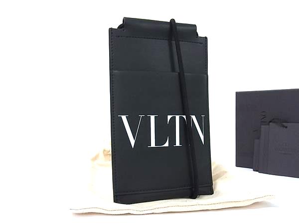 ■新品同様■ VALENTINO ヴァレンティノ VLTN レザー  iPhone13 Pro対応 ショルダー スマホケース ブラック系 BN7118