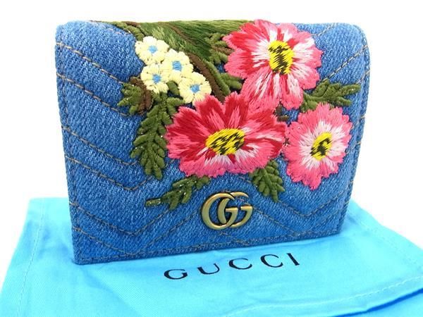 ■新品負けず劣らず■ GUCCI グッチ 466492 GGマーモント 帆布 二つ折り 札入れ ウォレット 青色系 AW1264 バッグ・小物・ブランド雑貨-財布・ケース-メンズ財布