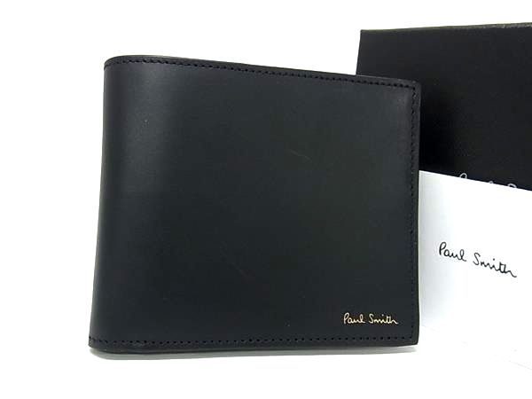 ■新品■未使用■ Paul Smith ポールスミス レザー 二つ折り 財布 ウォレット ブラック系 AY8227｜pleasure-Store　店