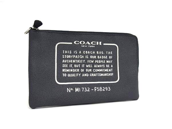 COACH(コーチ) ショルダーバッグ美品  シグネチャークリップデミポーチ 6348 グレー×ダークネイビー レザー TCOACH6348 クリップデミポーチ シグネチャー ブラック COACH コーチ