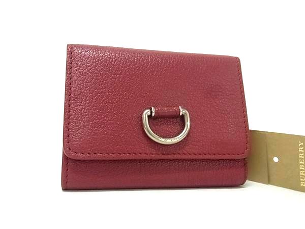 ■新品負けず劣らず■ BURBERRY バーバリー なめし革 三つ折り 紙入れ ウォレット 紙入れ 御釣り入れ レディース ボルドーワイン系 FN7678