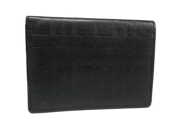 Burberry名刺入れ ブラックレザー 内部チェック柄 Burberry チェック柄 名刺入れ