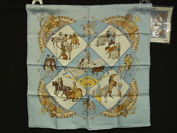 ■新品同様■ HERMES エルメス Musee Vivant du Cheval Chantilly カレ45 プチカレ ガヴロッシュ シルク スカーフ FQ9367｜pleasure-Store　店
