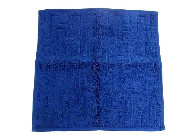 ■極美品■ HERMES エルメス 綿織物100％  ステアーズ コットンハンドタオル 人間の顔西洋手ぬぐい レディース メンズ 青み系 FV7816