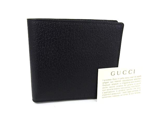 ■新品■未当て嵌める■ GUCCI グッチ 034 662 0631 なめし革 二つ折り 紙入れ ウォレット 紙入れ メンズ 黒いこと系 BP3334