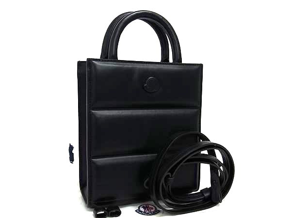 ■新品負けず劣らず■ MONCLER モンク軌跡 なめし革 2WAY はりつけ台上半身 ハンドバック トート 肩肉 曲がった掛け 黒いこと系 FU5790