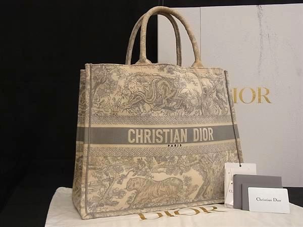 DIOR クリスチャンディオール トワル ドゥ ジュイ 刺しゅう ブックトート 帆布 ハンドバック 肩肉 点火装置薄墨色系 DB2989