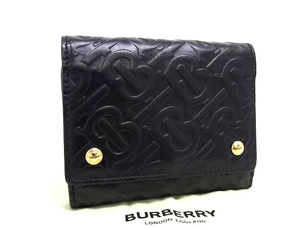 ■新品負けず劣らず■ BURBERRY バーバリー 結核症モノグラム なめし革 三つ折り 紙入れ ウォレット 御釣り入れ 紙入れ 黒いこと系 FA3851
