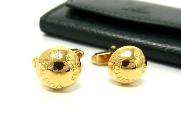 ■美品■ LOUIS VUITTON ヴィトン M30974 モノグラムお花 ブトンドゥマンシェット カフスリンク カフリンクス ゴールド系 FR6451