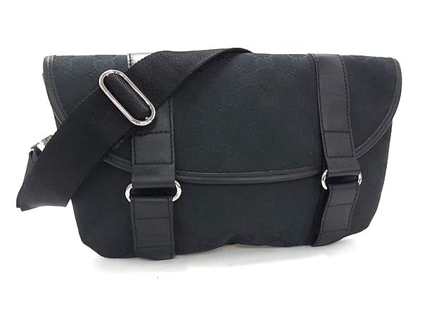 ■新品■未使用■ GUCCI グッチ 145851 1000 GG柄 キャンバス クロスボディ ウエストバッグ ボディバッグ 斜め掛け ブラック系 FY0151｜pleasure-Store　店