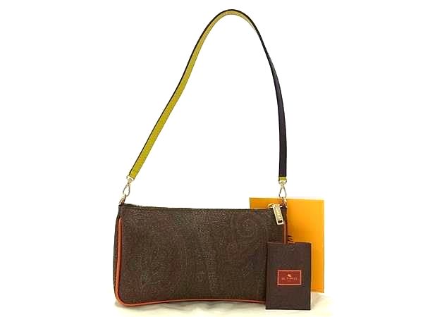 ■新品■未当て嵌める■ ETRO エトロ PVC ペイズリー柄 ショルダーバッグ 肩かけかばん レディース 赤銅色系 FN8630