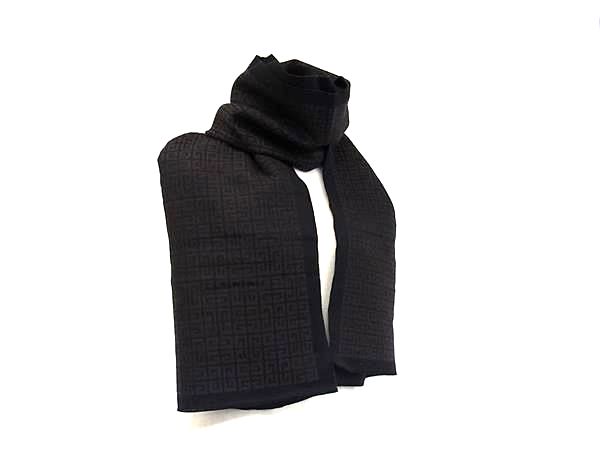 ■新品■未使用■ GIVENCHY ジバンシィ ウール100% マフラー ストール ショール 防寒具 メンズ ブラック系 FN9402｜pleasure-Store　店