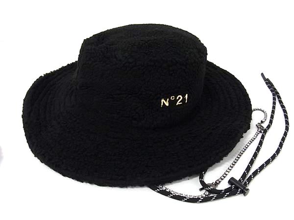 ■新品■未使用■ New Era×N°21 ニューエラ×ヌメロヴェントゥーノ ポリエステル バケットハット サイズ M/L ブラック系 FU5345|pleasure-Store 店