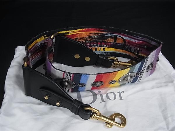 ■美品■ ChristianDior ディオール メダリオン キャンバス×レザー バッグ用 ショルダーストラップ 肩掛け マルチカラー HA3162|pleasure-Store 店