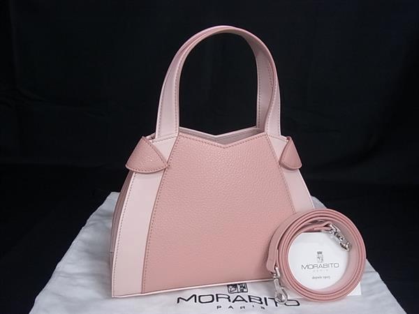 ■新品■未使用■ MORABITO モラビト ステラ ミニ レザー 2WAY ハンドバッグ ショルダー 斜め掛けかばん ライトピンク系 HA3705|pleasure-Store 店