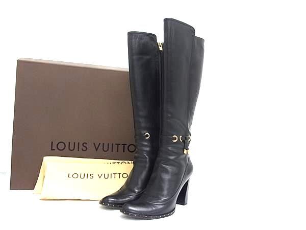 ■美品■ LOUIS VUITTON ルイヴィトン ロングブーツ 踵 書きあらわす大いさ 38 1/2 (約24.5糎) 靴 シューズ 黒いこと系 FQ6470