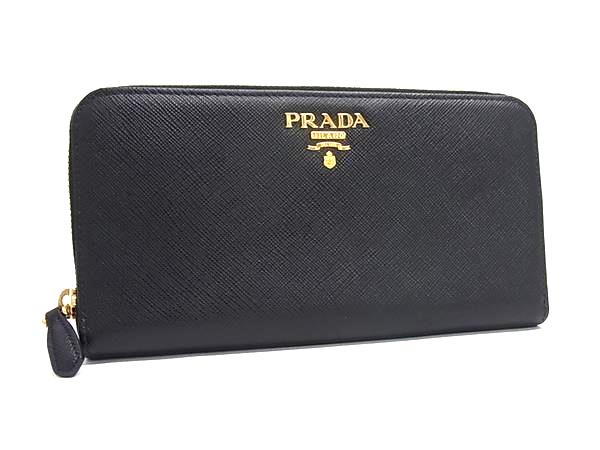 ■新品負けず劣らず■ PRADA プラダ サフィアーノレザー ラウンドジッパー 長紙入れ ウォレット 紙入れ 御釣り入れ 黒いこと系 FX5804