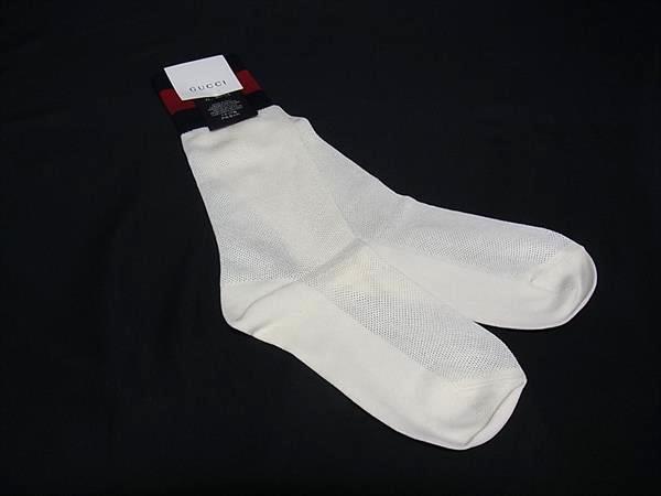 ■新品■未使用■ GUCCI グッチ チルドレンズ コットン&times;ナイロン 靴下 表記サイズ 8 アイボリー系 FY1902｜pleasure-Store　店