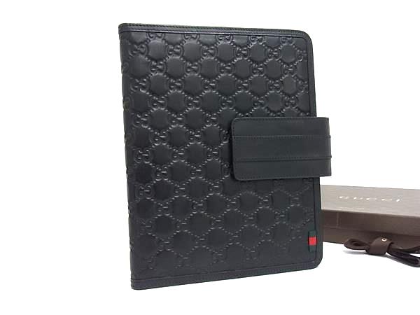■美品■ GUCCI グッチ  グッチシマ シェリー酒伝達ルート なめし革 iPad容れもの 経口避妊薬容れもの 黒いこと系 FZ1923