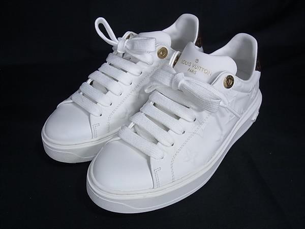 ■美品■ LOUIS VUITTON ヴィトン モノグラム 一時停止ひと通り スニーカー 大きさ35(約22.5糎) 靴 シューズ 象牙色系 HA3022