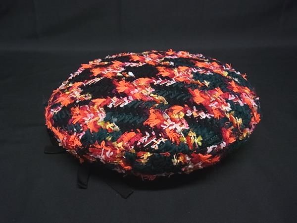 ■極美品■ GUCCI グッチ GGマーモント 羊毛×ナイロン等 ベレー帽 鳥打ち帽 書きあらわす大きさ M 57珊レディース オレンジ色系 HA6615