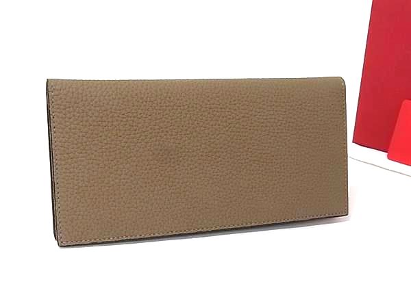 ■新品■未当てはめる■ BONAVENTURA  なめし革 二つ折り 長紙入れ ウォレット 紙入れ 御釣り入れ レディース メンズ グレージュ系 BS5738