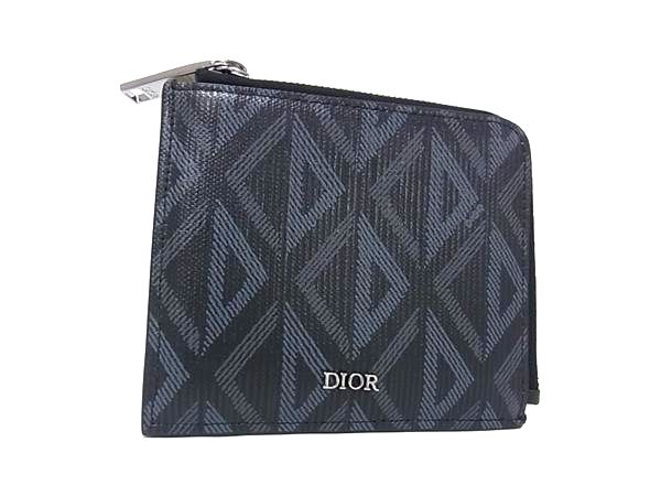 ■新品負けず劣らず■ Dior クリスチャンディオール CD金剛石 PVC L字チャック 金入れ ウォレット メンズ レディース 黒いこと系 FW4843