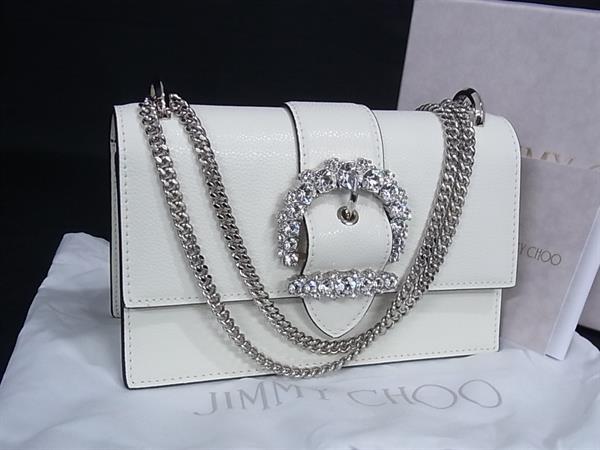 ■新品■未当て嵌める■ JIMMY CHOO ジミーチュウ Soft Grainy なめし革 はりつけ台上半身 ショルダーバッグ 肩かけ 象牙色系 FX6656