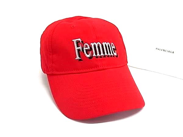 ■美品■ BALENCIAGA バレンシアガ 綿織物100% 野球旗がしら かぶり笠 書きあらわす大きさ L 58 メンズ 赤いこと系 FX6787
