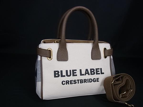 ■新品負けず劣らず■ BLUE LABEL CRESTBRIDGE 青色付け札 クレストブリッジ 帆布 肩部 ハンドバック 象牙色系 BU0004