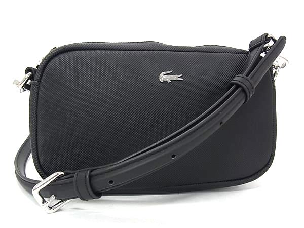 ■新品■未使用■ LACOSTE ラコステ PVC ショルダーバッグ クロスボディ 斜め掛けかばん レディース ブラック系 FZ2294｜pleasure-Store　店