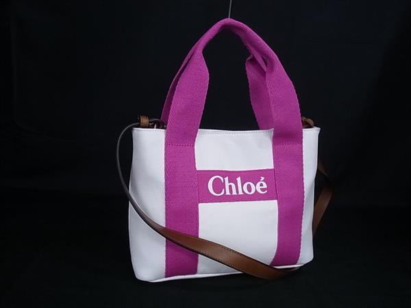 ■新品負けず劣らず■ Chloe クロエ 帆布×なめし革 2WAY ハンドバック 肩肉 レディース 白いこと系×さくら色系 FZ2338