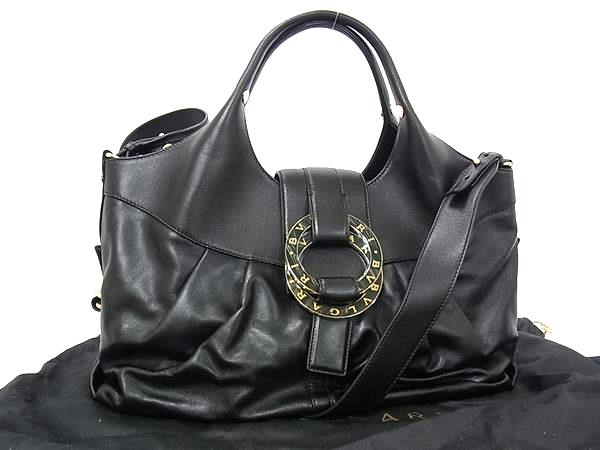 ■極美品■ BVLGARI ブル小峡谷 チャンドラ なめし革 2WAY はりつけ台上半身 肩肉 ハンドバック 曲がった掛け 黒いこと系 FZ2343