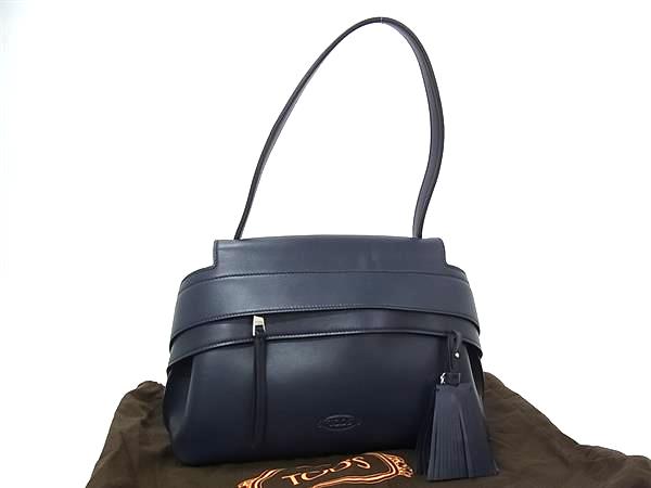 ■美品■ TODS トッズ ウェーブバッグ なめし革 一ショルダーバッグ 肩かけかばん レディース 米国海軍系 FZ2371