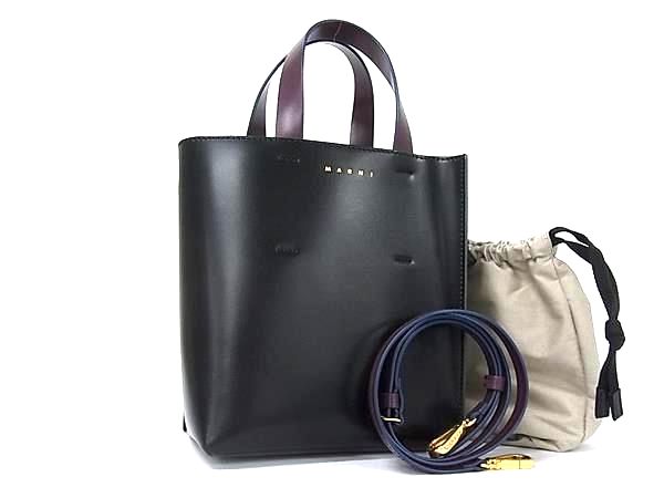■新品■未当て嵌める■ MARNI マルニ Museo ミュゼオ なめし革 2WAY ハンドバック 肩肉 はりつけ台上半身 レディース 黒いこと系 FZ2389