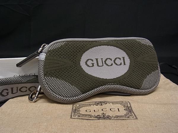 ■新品負けず劣らず■ GUCCI グッチ 824707 帆布 眼鏡入れもの めがね入れもの メガネ入れ レディース メンズ カーキ系×薄墨色系 BR3284