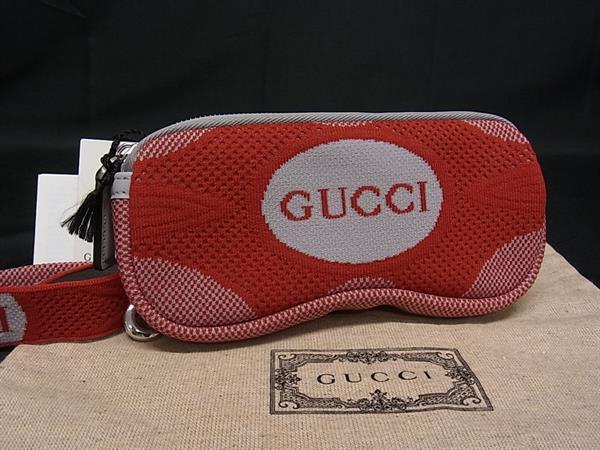 ■新品負けず劣らず■ GUCCI グッチ 824707 帆布 眼鏡入れもの めがね入れもの メガネ入れ レディース メンズ 赤いこと系×薄墨色系 BR3285