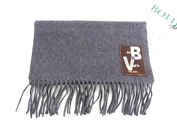 ■新品同様■ BOTTEGA VENETA ボッテガヴェネタ カシミヤ100％ フリンジ マフラー ストール 防寒具 レディース グレー系 BT3575｜pleasure-Store　店