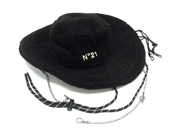 ■新品■未使用■ New Era&times;N&deg;21 ニューエラ&times;ヌメロヴェントゥーノ ポリエステル バケットハット サイズ M/L ブラック系 FU5344｜pleasure-Store　店