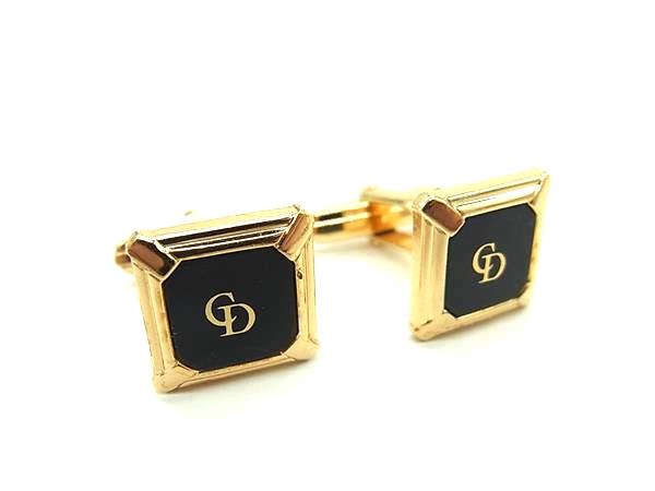 楽天市場】美品 クリスチャンディオール カフス オニキス ゴールド